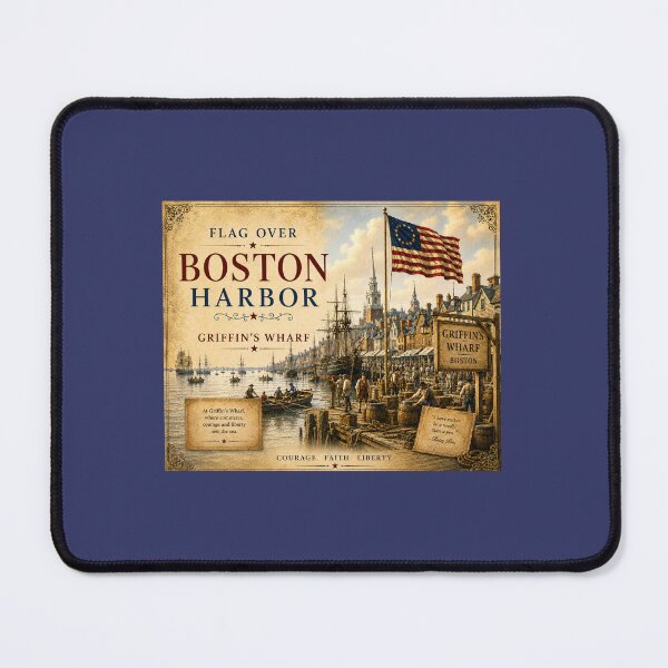 Item preview, Flag Over Boston Harbor – Griffin’s Wharf Vintage Americana Art designed and sold by Novel Works Studio.