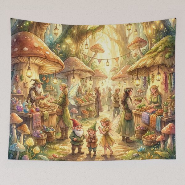 Item preview, Enchanted Mushroom Village Market Festival designed and sold by Petal & Pattern Co.