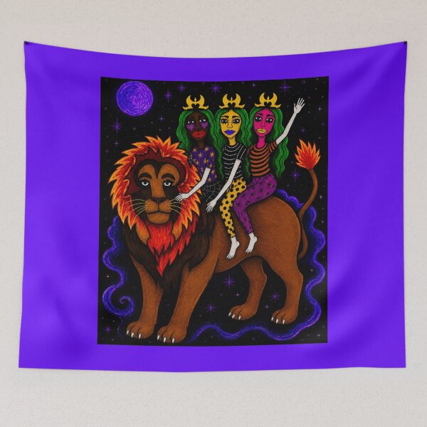 Item preview, Astral Nomads Riding an Ember Lion designed and sold by ZunZunArt.
