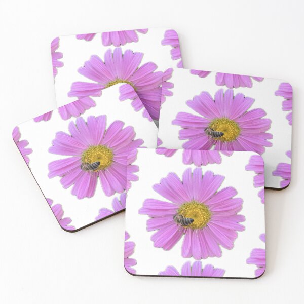 Item preview, Vibrant Pink Aster Flower with Honeybee Cutout designed and sold by BalkanBloom.