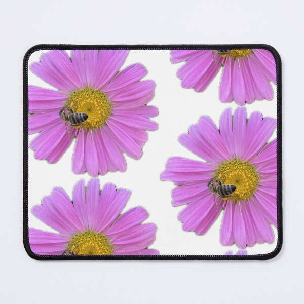 Item preview, Vibrant Pink Aster Flower with Honeybee Cutout designed and sold by BalkanBloom.