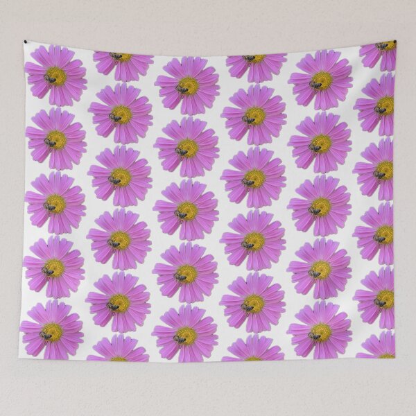 Item preview, Vibrant Pink Aster Flower with Honeybee Cutout designed and sold by BalkanBloom.
