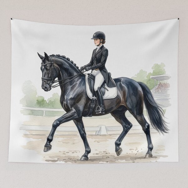 Item preview, Dressage Horse Rider Watercolor Illustration designed and sold by Rutvain.