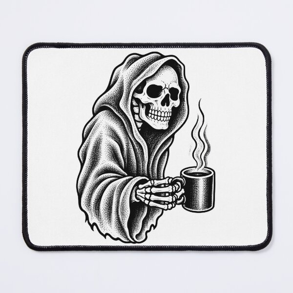 Item preview, Death Before Decaf Grim Reaper Tattoo Art designed and sold by FlatInkStudio.