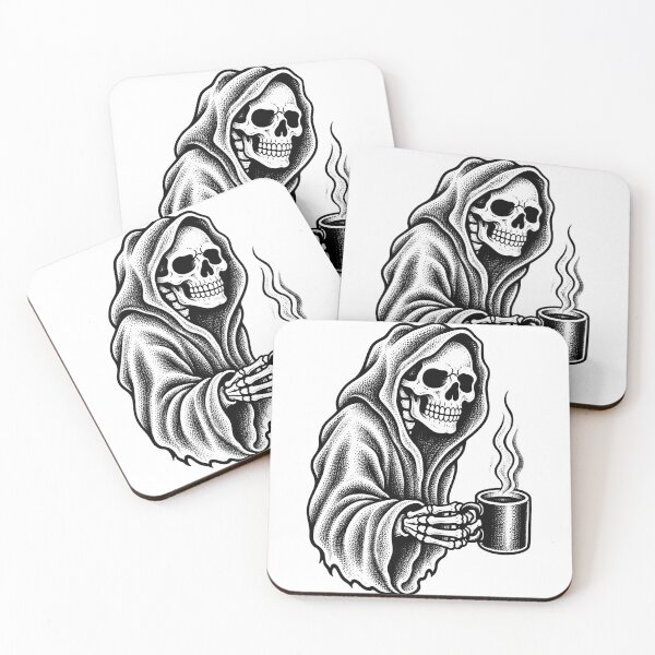 Item preview, Death Before Decaf Grim Reaper Tattoo Art designed and sold by FlatInkStudio.