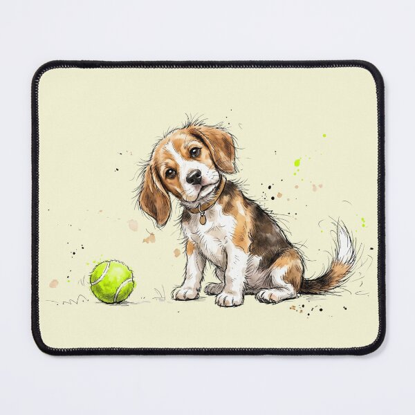 Item preview, Cute Watercolor Beagle Puppy with Tennis Ball Art designed and sold by BreezifyDesignStudio.