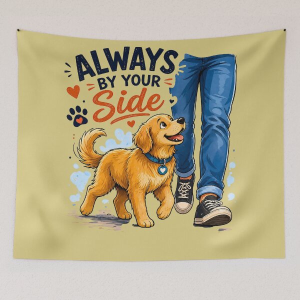 Item preview, Always By Your Side Golden Retriever - Cute Loyal Dog Art designed and sold by TheSquirla.