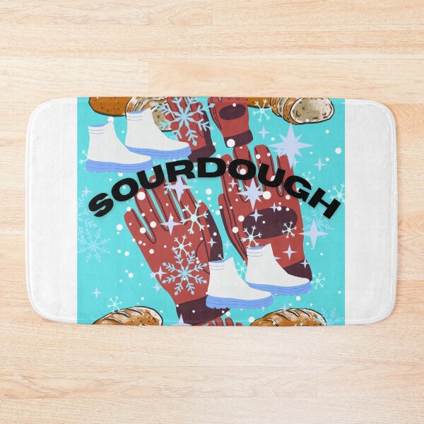 Item preview, Sourdough Bread Winter Snowflake Gloves Boots Teal Fun Art Print designed and sold by Extremeallie.