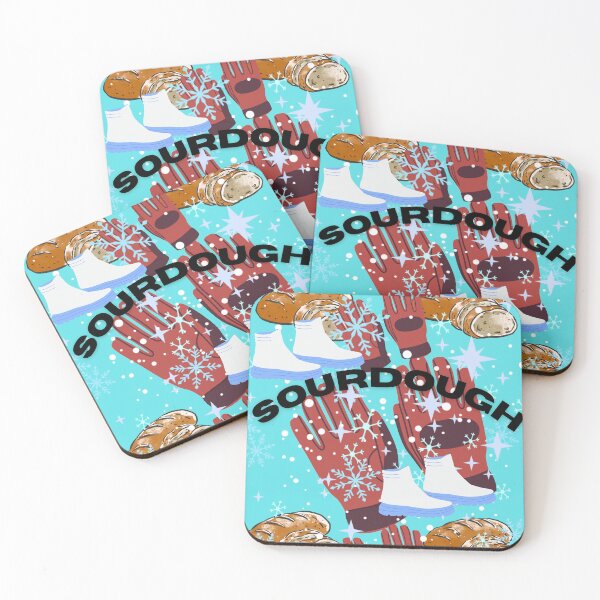 Item preview, Sourdough Bread Winter Snowflake Gloves Boots Teal Fun Art Print designed and sold by Extremeallie.