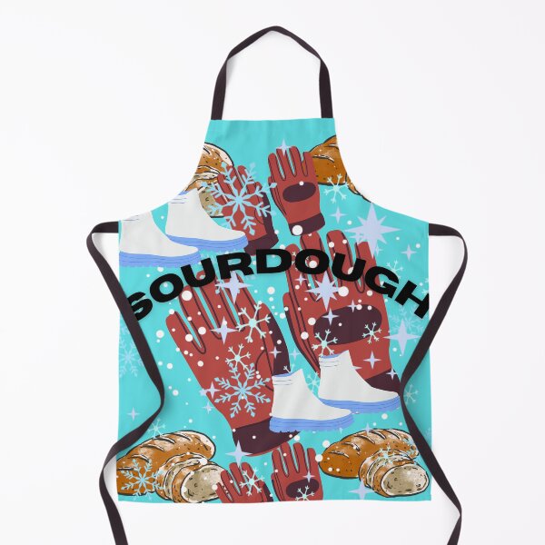 Item preview, Sourdough Bread Winter Snowflake Gloves Boots Teal Fun Art Print designed and sold by Extremeallie.
