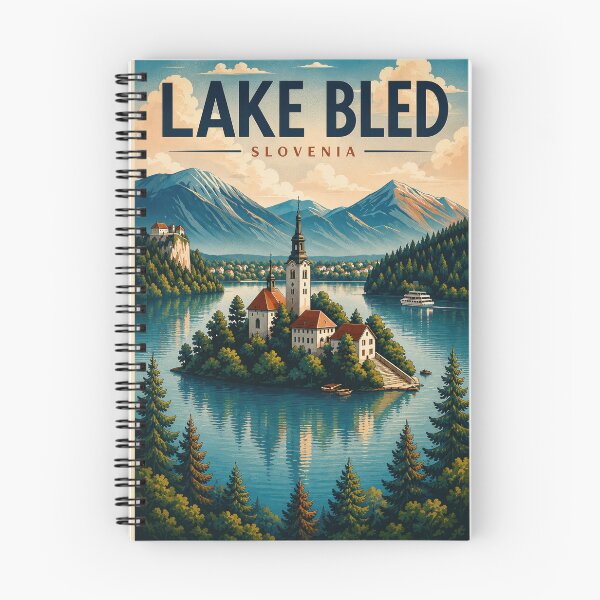 Item preview, Lake Bled Slovenia Vintage Travel Poster, Alpine Wall Art designed and sold by pod24.