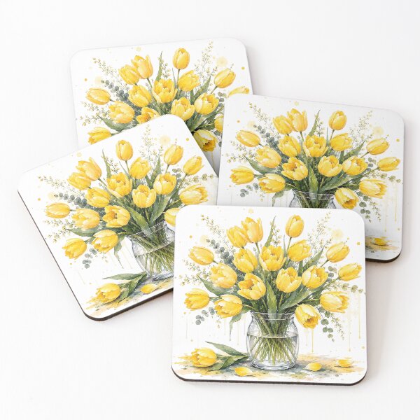 Item preview, Yellow Tulip Bouquet Watercolor Art designed and sold by PetalGarden.