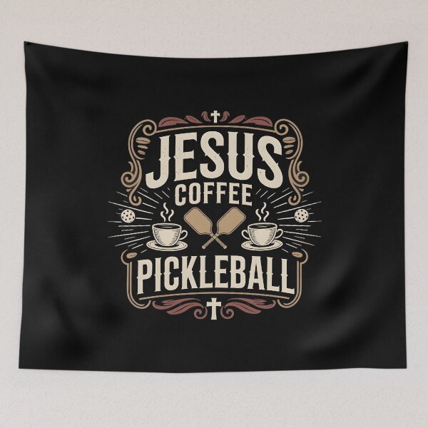 Item preview, Jesus Coffee Pickleball Religious Humor Shirt for Coffee Lovers and Athletes designed and sold by Redgiant87x.