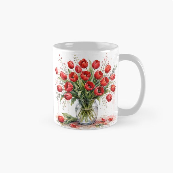 Item preview, Red Tulip Bouquet Watercolor Art designed and sold by PetalGarden.