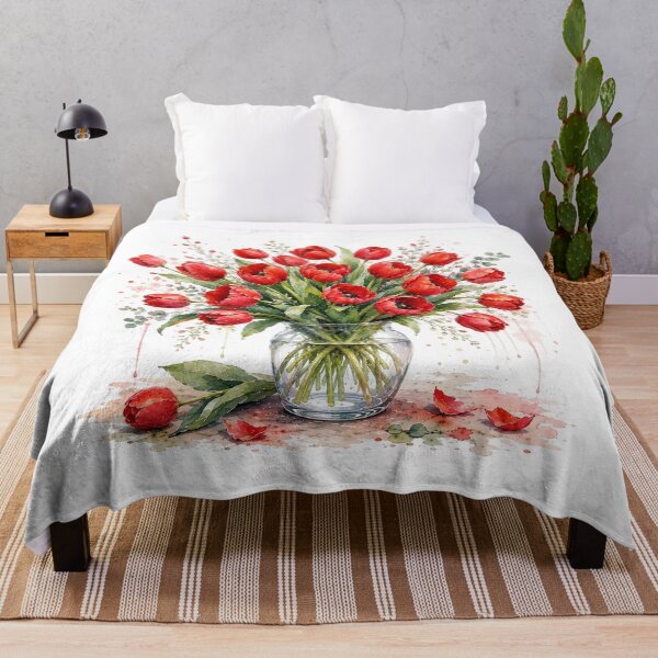 Item preview, Red Tulip Bouquet Watercolor Art designed and sold by PetalGarden.