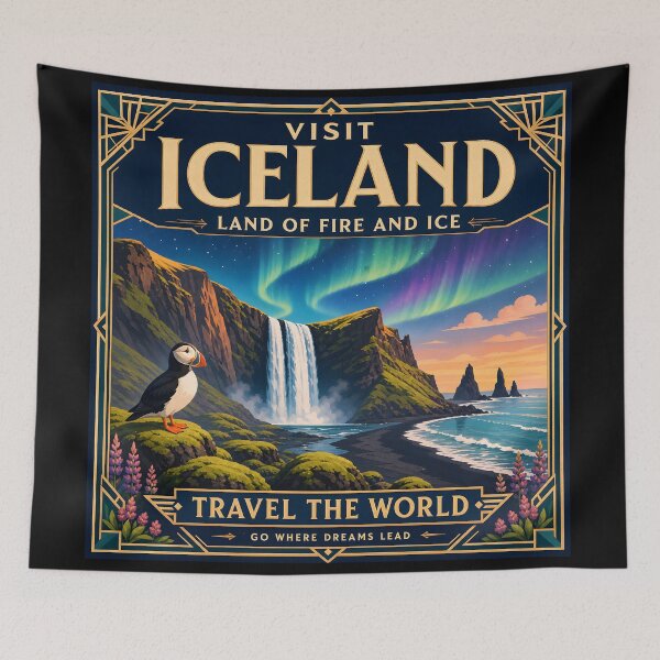 Item preview, Iceland Vintage Travel Poster Art designed and sold by amithc.