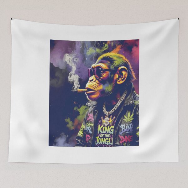 Item preview, King of the Jungle Monkey | Psychedelic Smoking Cigar Graffiti Street Art designed and sold by bewitchedcuties.