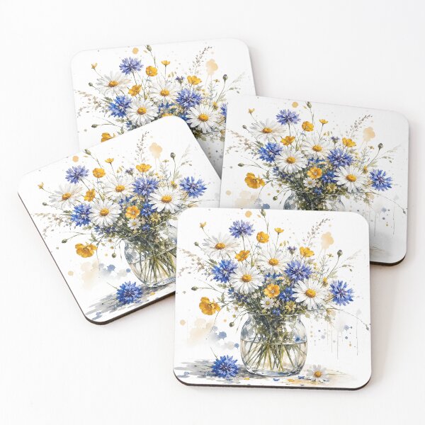 Item preview, Wildflower Daisy Bouquet Watercolor Art designed and sold by PetalGarden.