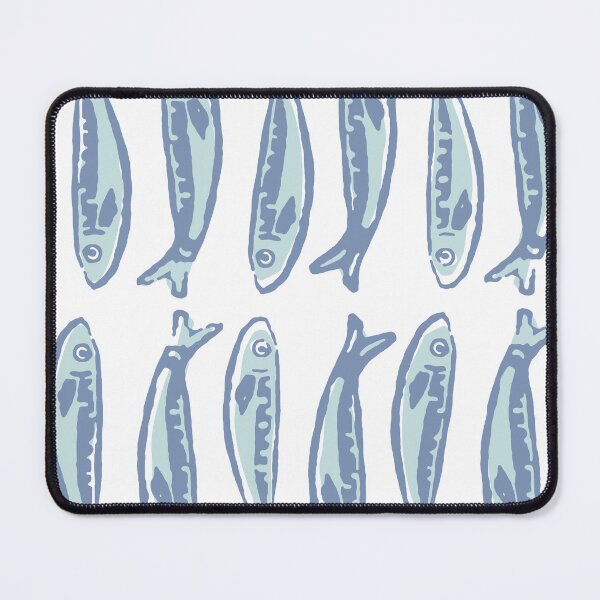 Item preview, Blue Block Print Sardines designed and sold by fableddesigns.