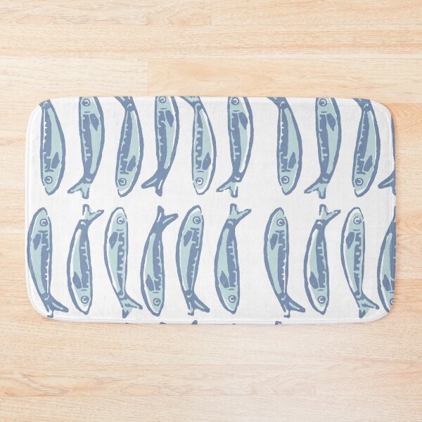 Item preview, Blue Block Print Sardines  designed and sold by fableddesigns.