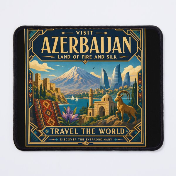 Item preview, Visit Azerbaijan - Vintage Travel Poster designed and sold by amithc.