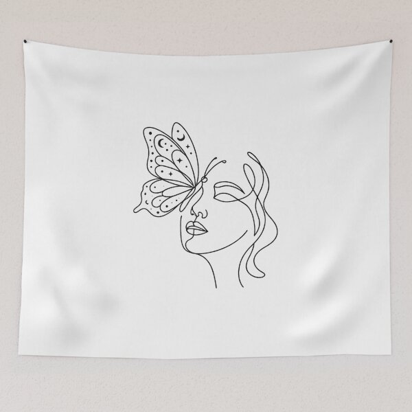Item preview, Minimalist Butterfly Face Line Art designed and sold by krish-prints.