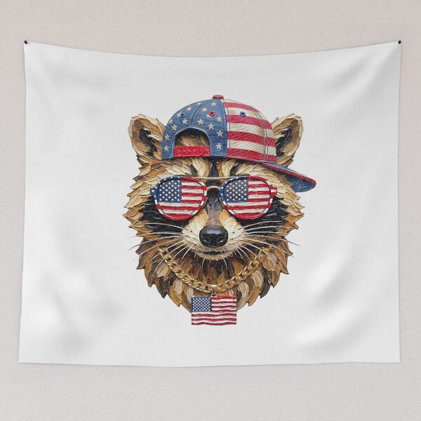 Item preview, Patriotic Impasto Raccoon USA 250th Anniversary designed and sold by EvrmoodCo.