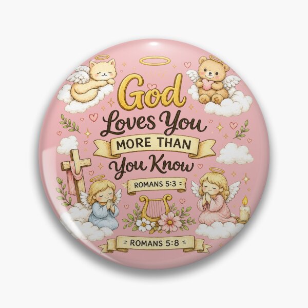 Item preview, God Loves You More Than You Know Christian Design | Romans 5:8 Bible Verse Aesthetic | Cute Faith Inspired Artwork designed and sold by JustStickers4U.