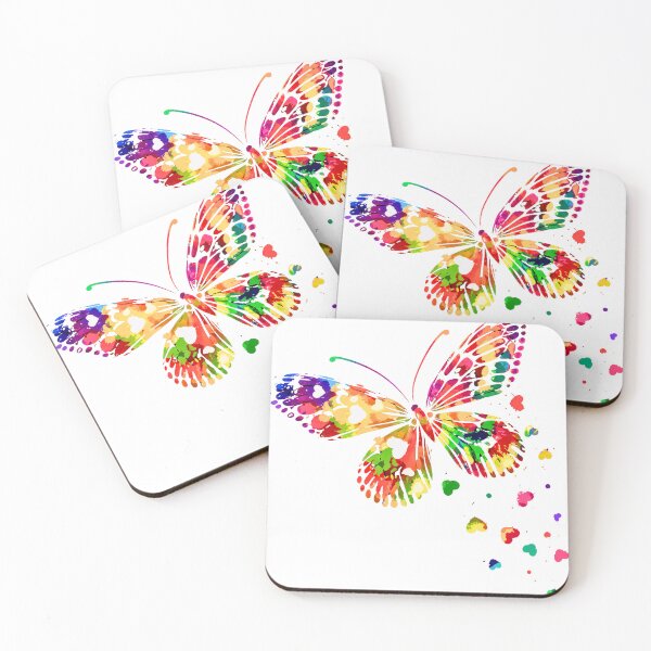Item preview, Vibrant Rainbow Watercolor Butterfly - Colorful Hearts Splatter Art designed and sold by TheSquirla.