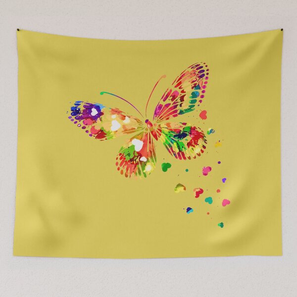 Item preview, Vibrant Rainbow Watercolor Butterfly - Colorful Hearts Splatter Art designed and sold by TheSquirla.