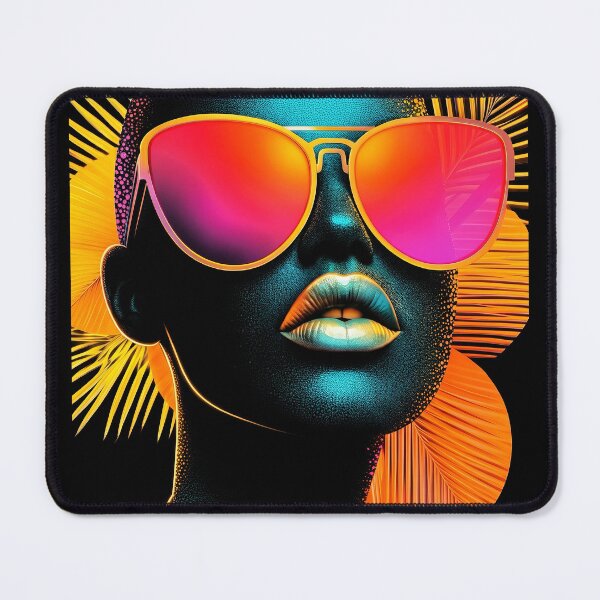 Item preview, Neon Afro Futuristic Portrait with Vibrant Sunglasses designed and sold by Stotee.