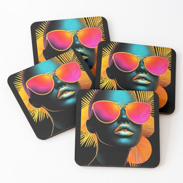 Item preview, Neon Afro Futuristic Portrait with Vibrant Sunglasses designed and sold by Stotee.