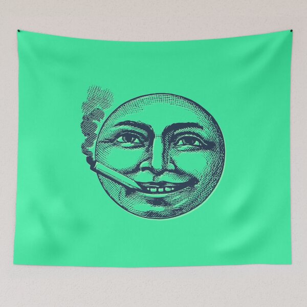 Item preview, Random Vintage Smoking Smiling Face Blue Turquoise designed and sold by TackyTime.