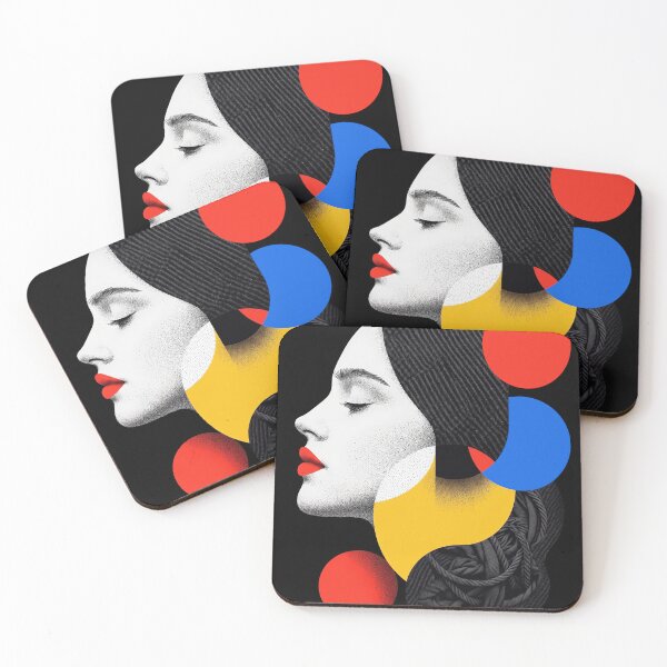 Item preview, Abstract Female Profile with Geometric Color Shapes designed and sold by Stotee.
