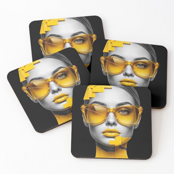 Item preview, Golden Fashion Portrait with Futuristic Glasses designed and sold by Stotee.