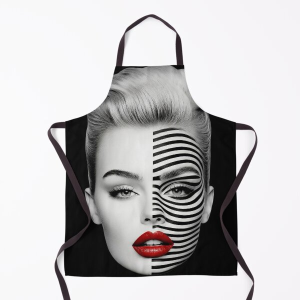 Item preview, Black and White Split Face with Optical Illusion Lines designed and sold by Stotee.