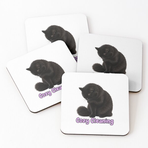 Item preview, Cozy Cleaning – Cute Fluffy Black Cat Self Care Artwork designed and sold by lumar23.