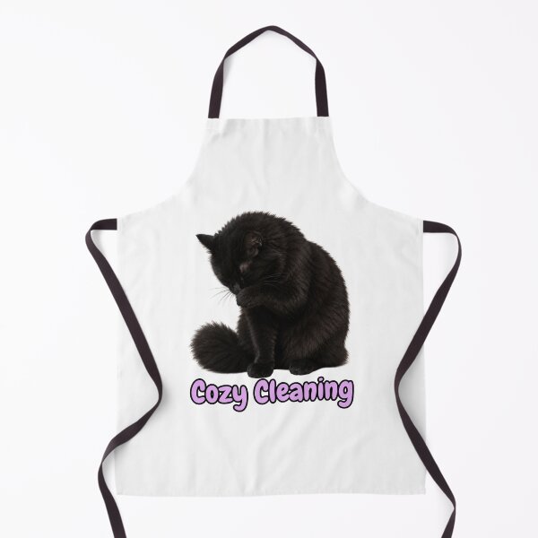 Item preview, Cozy Cleaning – Cute Fluffy Black Cat Self Care Artwork designed and sold by lumar23.