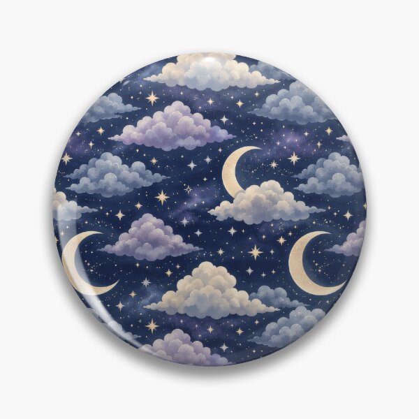 Item preview, Dreamy Midnight Moon And Cloud Pattern designed and sold by ArtComixHaven.