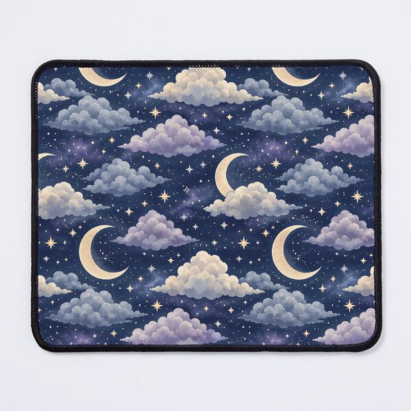 Item preview, Dreamy Midnight Moon And Cloud Pattern designed and sold by ArtComixHaven.