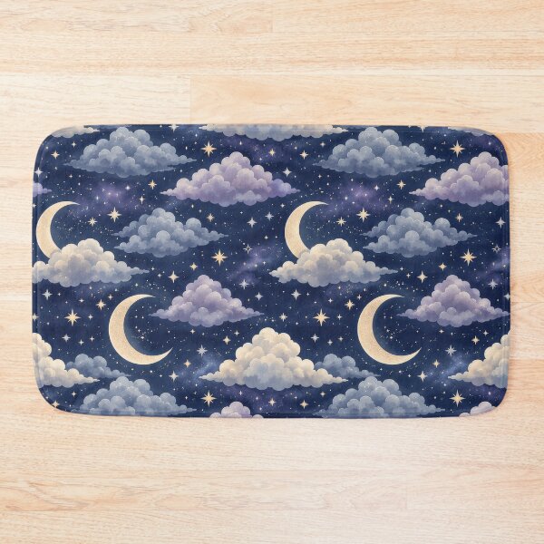 Item preview, Dreamy Midnight Moon And Cloud Pattern designed and sold by ArtComixHaven.
