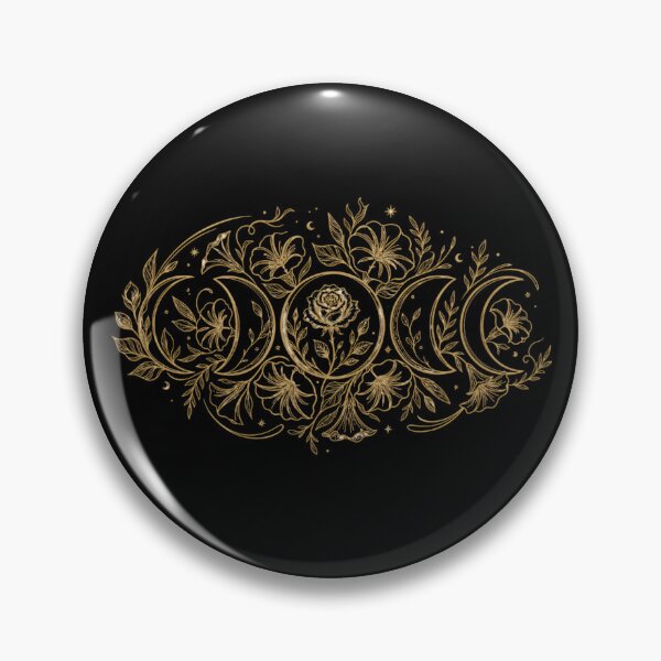 Item preview, Elegant Golden Triple Moon Goddess with Wildflowers Design designed and sold by MoonSoul Studio.