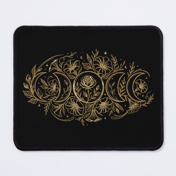 Item preview, Elegant Golden Triple Moon Goddess with Wildflowers Design designed and sold by MoonSoul Studio.
