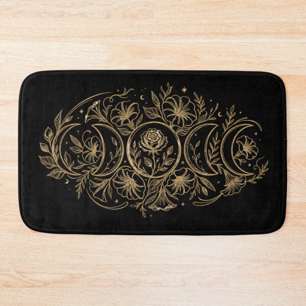 Item preview, Elegant Golden Triple Moon Goddess with Wildflowers Design designed and sold by MoonSoul Studio.