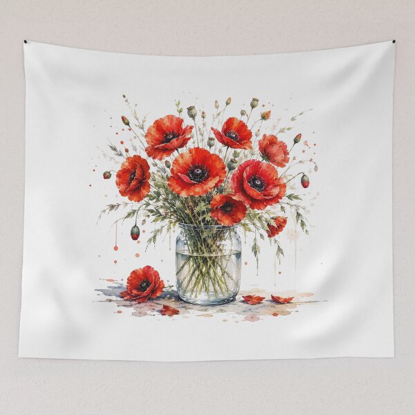 Item preview, Red Poppy Bouquet Watercolor Art designed and sold by PetalGarden.