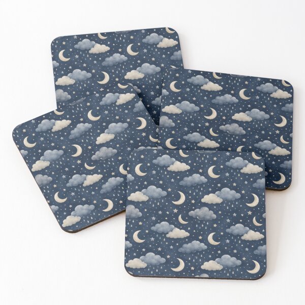 Item preview, Sleepy Rain Clouds And Moon Night Pattern designed and sold by ArtComixHaven.