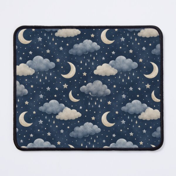 Item preview, Sleepy Rain Clouds And Moon Night Pattern designed and sold by ArtComixHaven.