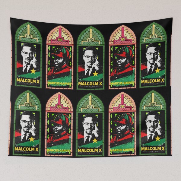 Item preview, Malcolm X and Marcus Garvey Pan African stained glass art | Black History designed and sold by Youngkev-arts.