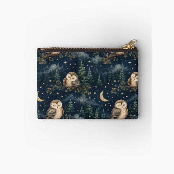 Item preview, Sleeping Owl Moonlit Forest Night Pattern designed and sold by ArtComixHaven.