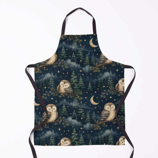Item preview, Sleeping Owl Moonlit Forest Night Pattern designed and sold by ArtComixHaven.